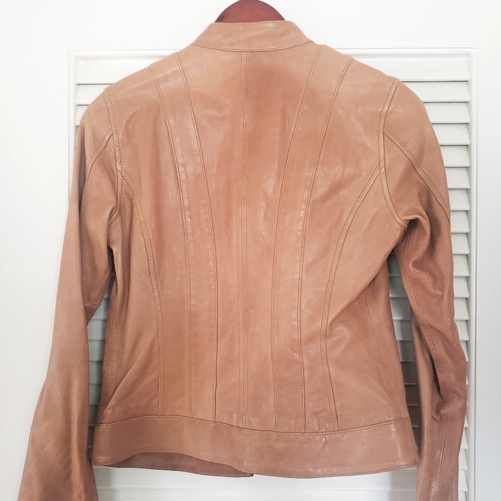 Beautiful tan Lucky Brand leather jacket XS - Picture 2 of 8